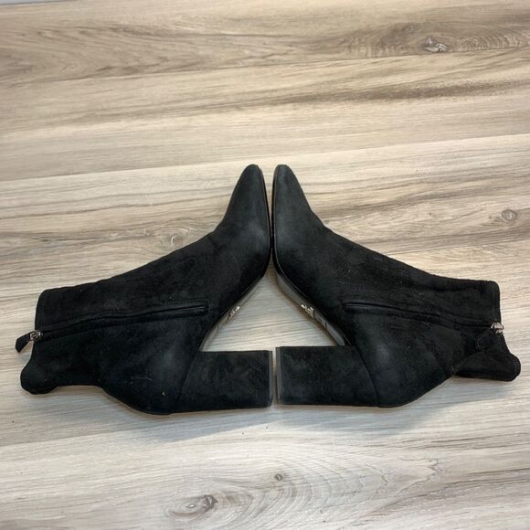 PRADA Black Italian Suede Leather High Heel Ankle Boots Square Toe EU 38.5 7.5 - Picture 3 of 13